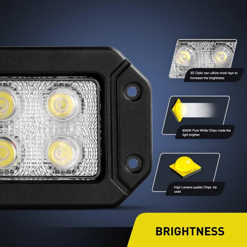 Nilight 18W Flush Mount LED Driving Lights 2PCS, Spot Beam Off Road Work Light Bar for Jeep Wrangler, Toyota Tacoma, Truck, ATV, UTV, Bumper Auxiliary Lamp TAVEN System LLC