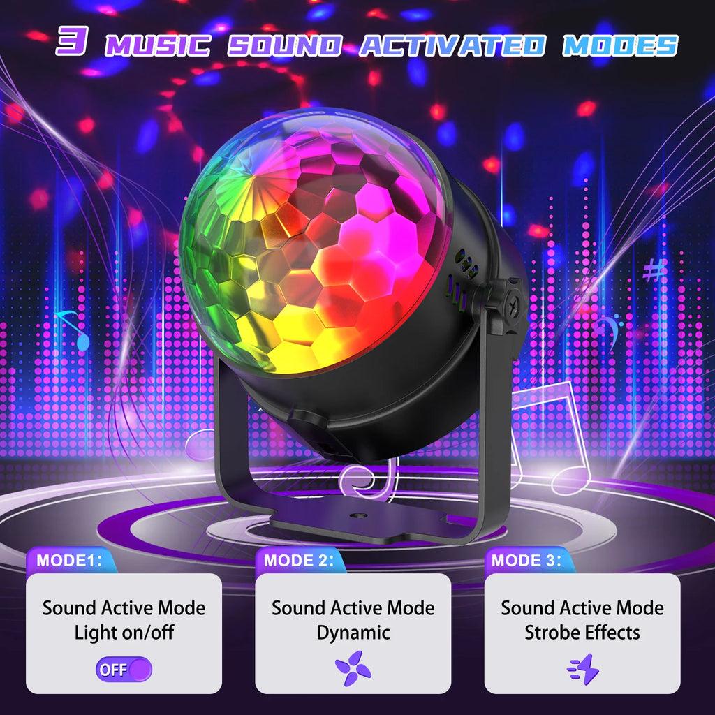 U'King 4PCS RGB LED Stage Disco Light Rotating DJ Ball Strobe Remote Control LED Magic Ball Light Christmas Party Club Show Lamp TAVEN System LLC