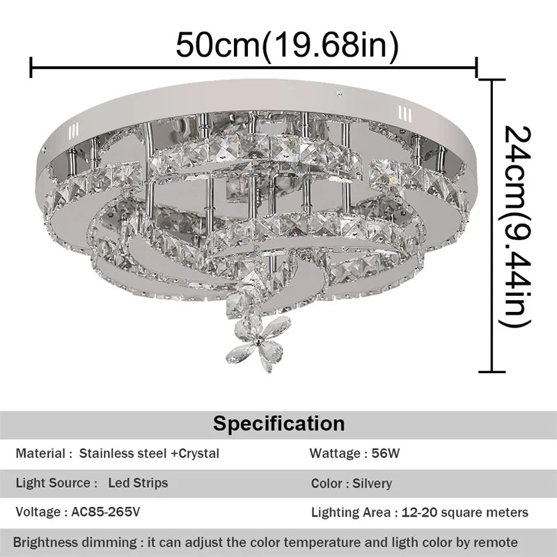 Crystal Ceiling Lamp Led Chandelier Modern Penadant Lighting Fixture For Living Dining Room Bedroom Decorate Lustre RC Dimmable TAVEN System LLC