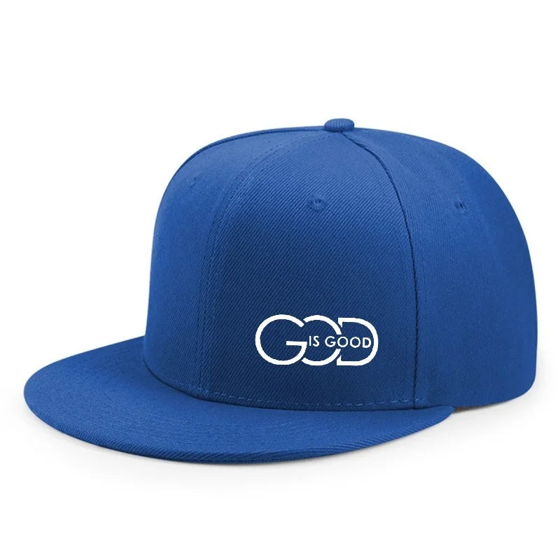 God Is Good Snapback Cap Black Flat Brim Adjustable Baseball Hat