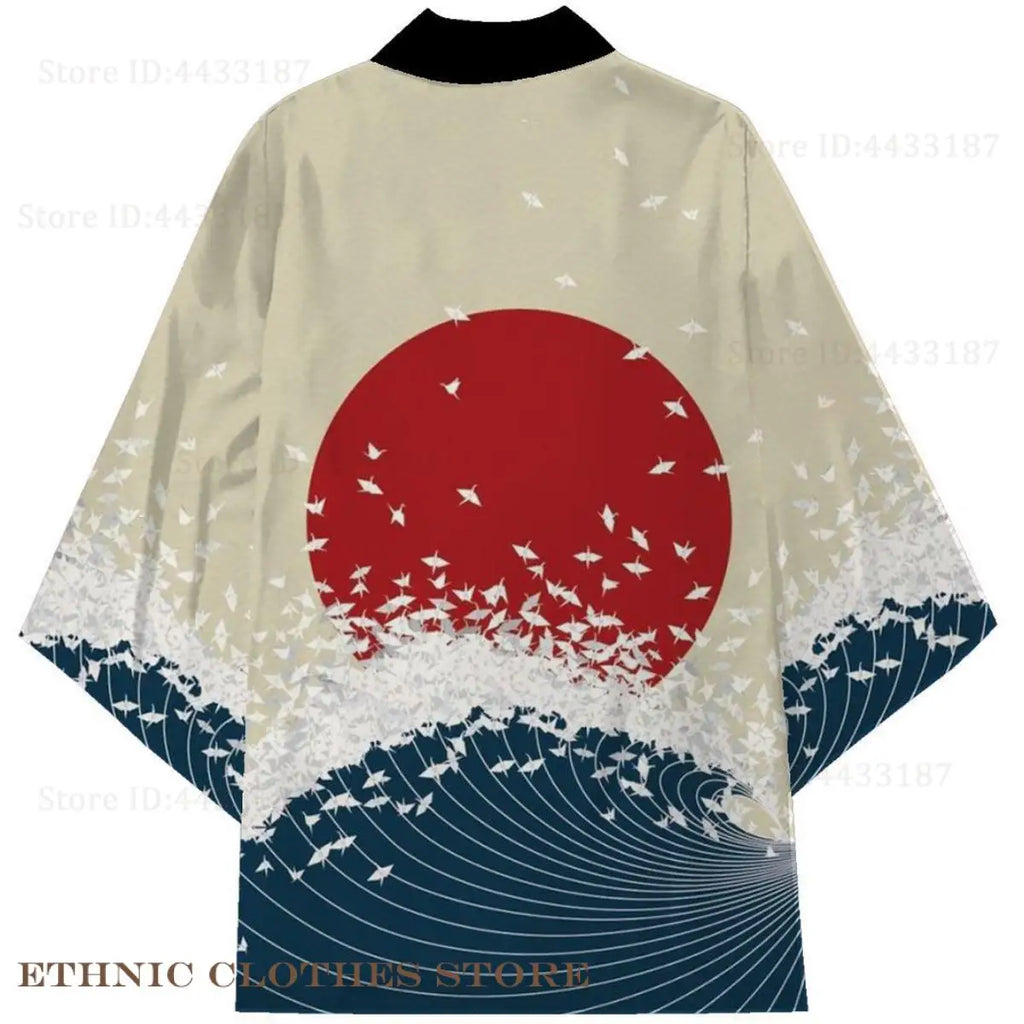 Oversize 3XL 4XL 5XL Japanese Kimono Cardigan Traditional Men's Samurai Cosplay Costume Chinese Style Print Dragon Yukata Haori TAVEN System LLC