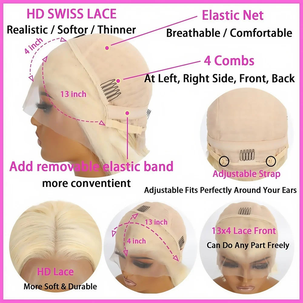 Blonde Short Bob Human Hair Lace Front Wig