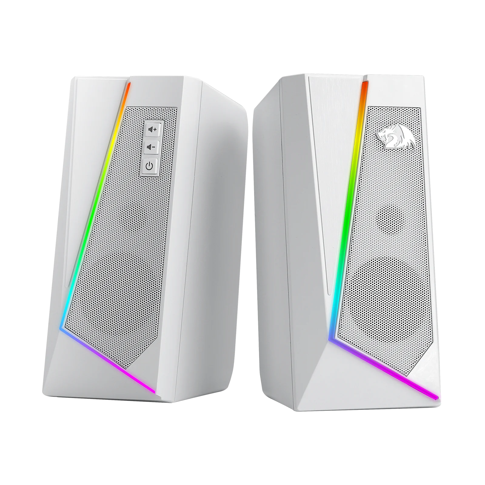 Redragon GS520 RGB Desktop Speakers, 2.0 Channel PC Stereo Speaker with 6 Colorful LED Modes, Enhanced Sound, White/Pink TAVEN System LLC