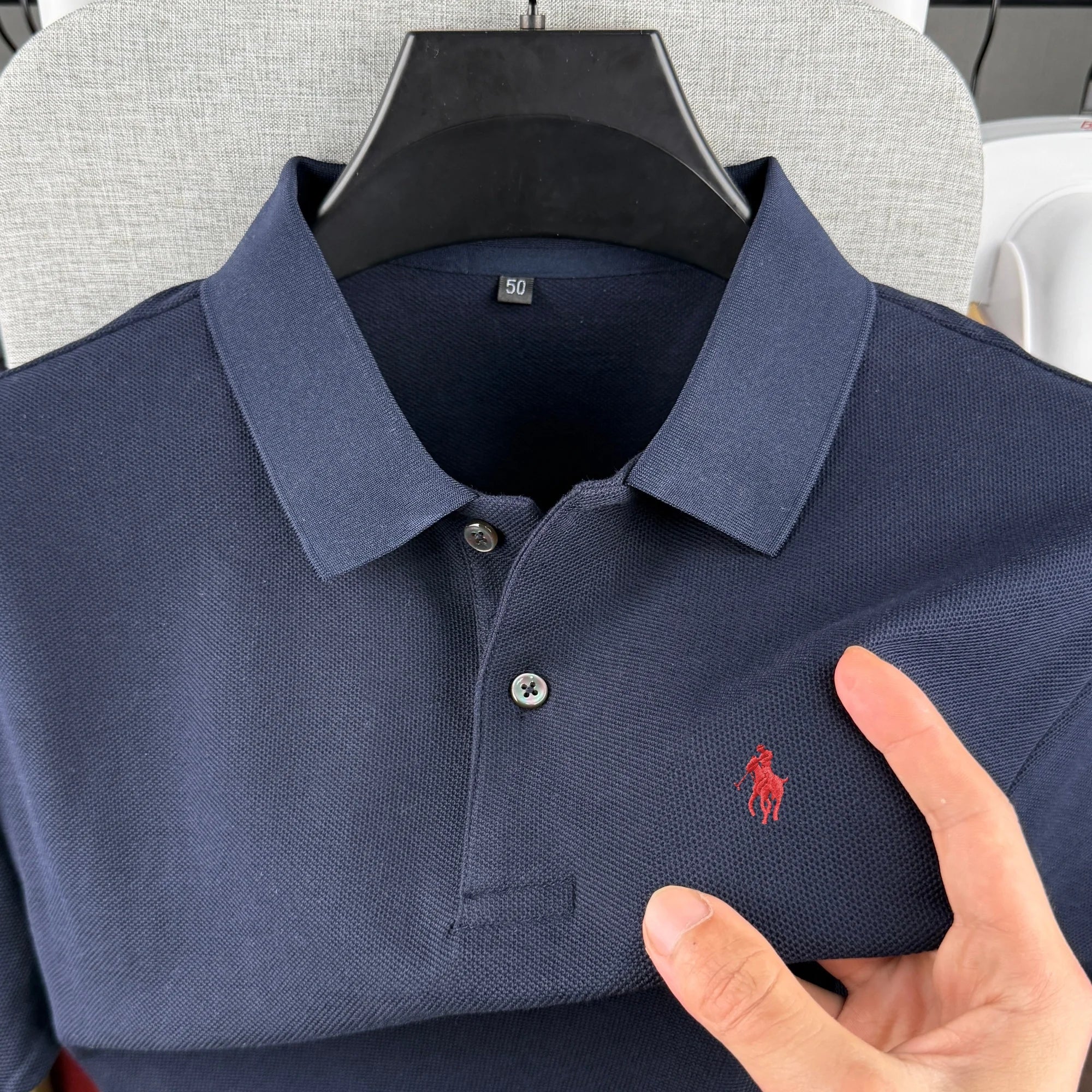 100% pure cotton high-end brand men's short sleeve polo shirt 2026 summer luxury fashion pony embroidery golf top casual T-shirt TAVEN System LLC
