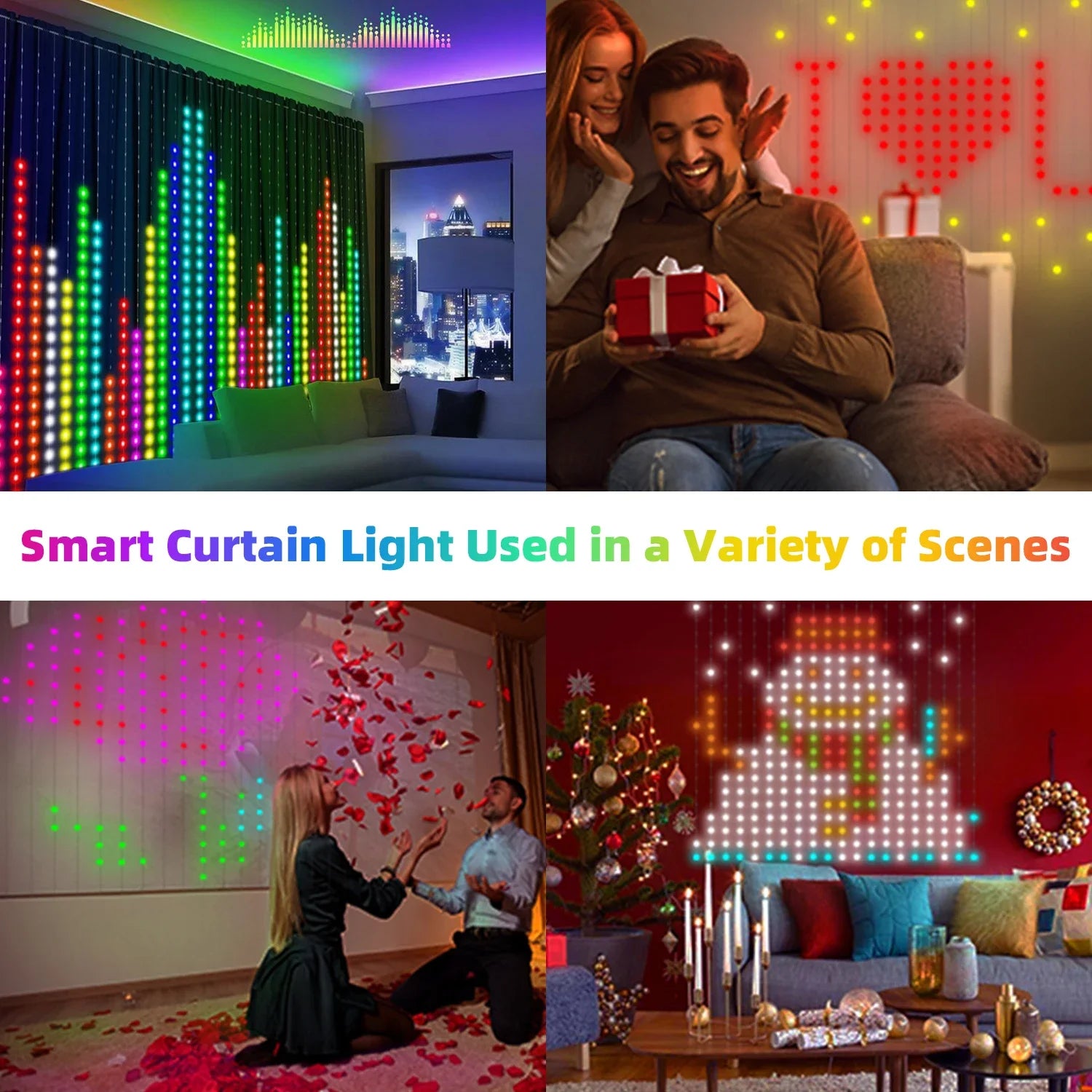 400 LED Smart Curtain Lights String Lights with App Remote Control Music Sync Christmas Curtain String Outdoor Fairy Lights TAVEN System LLC