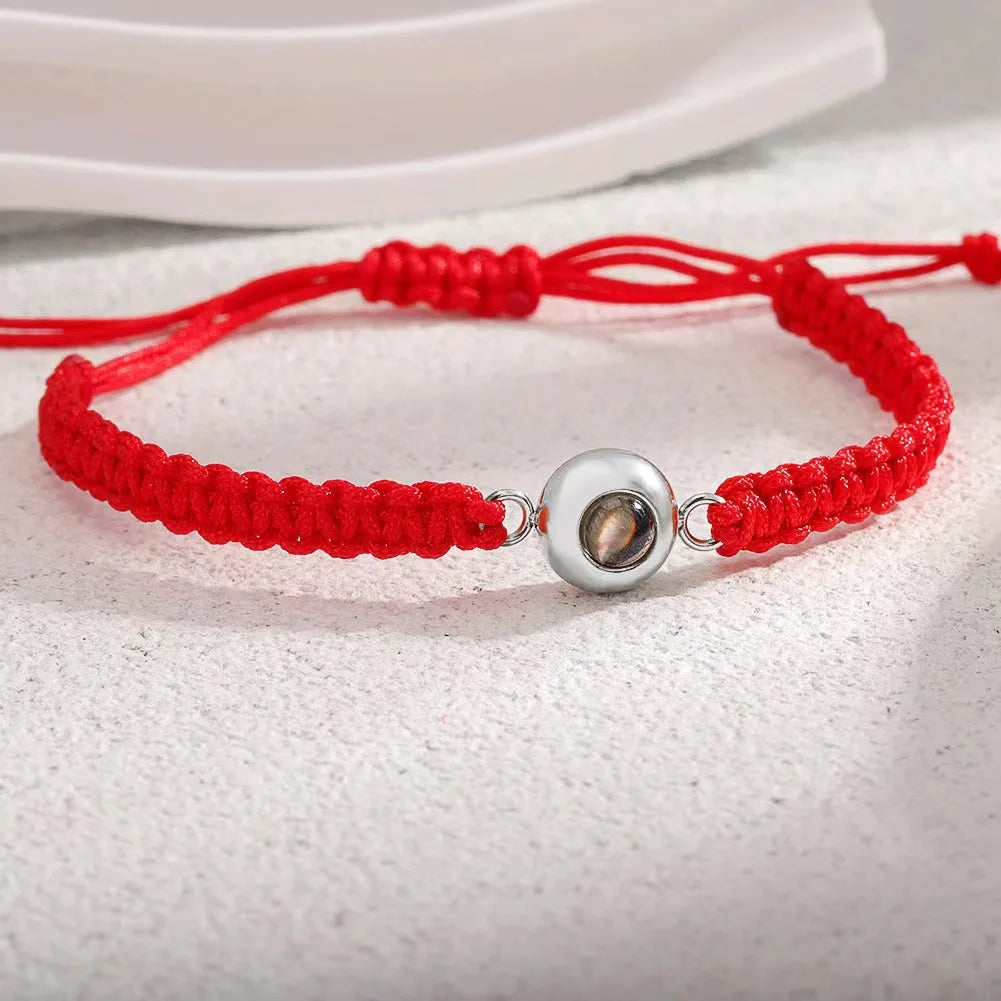 Custom Photo Projection Bracelet Adjustable Woven Titanium Steel Pendant DIY Picture Bracelet Jewelry Valentine's Day Gift TAVEN System LLC