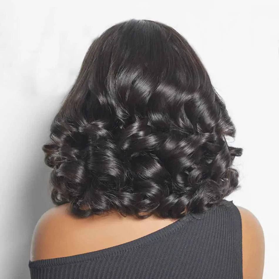 Loose wave bob human hair lace front wig