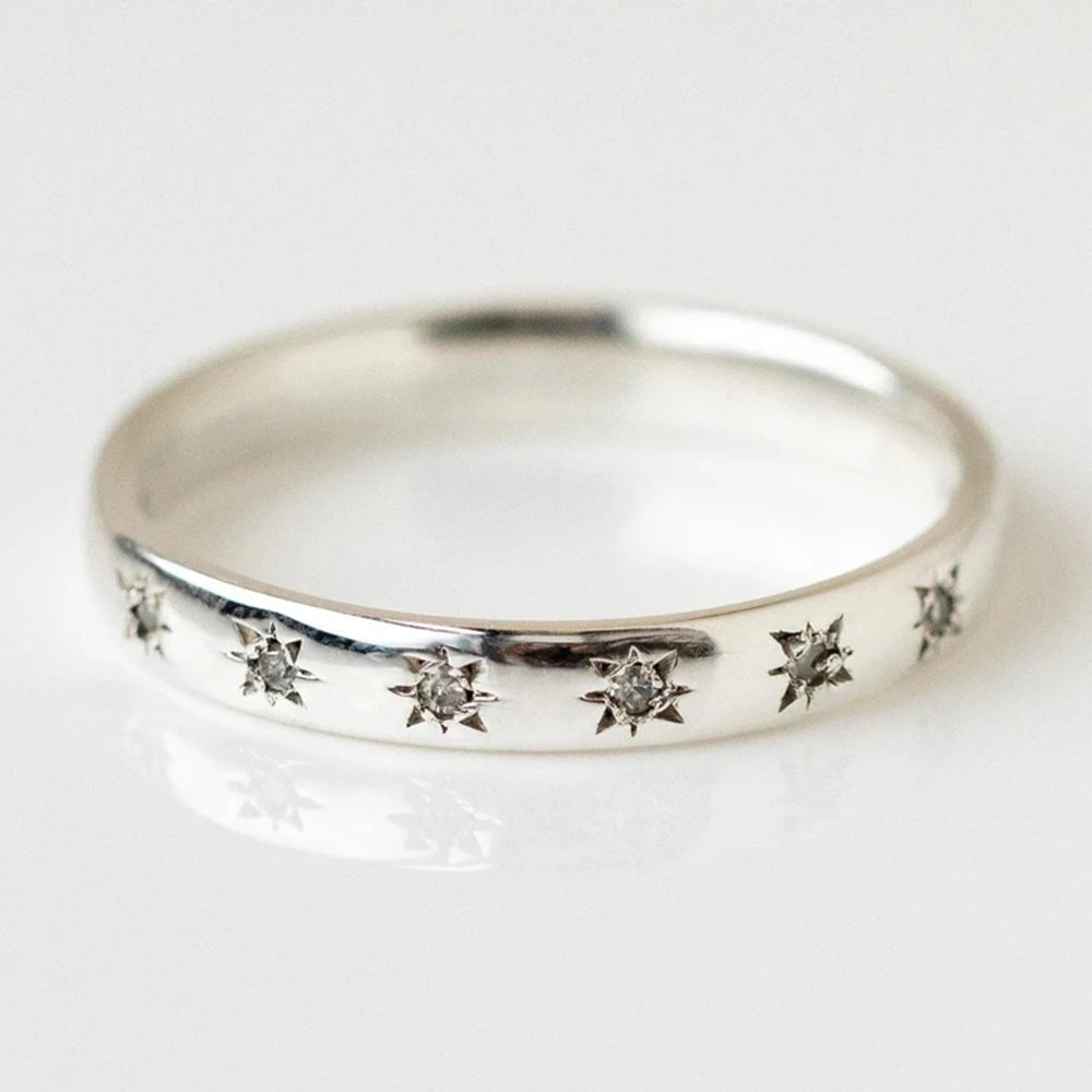 Huitan Korean Style Simple Metal Rings for Women Inlaid Shiny CZ Stone Daily Wearable Accessories Versatile Lady Finger Jewelry TAVEN System LLC