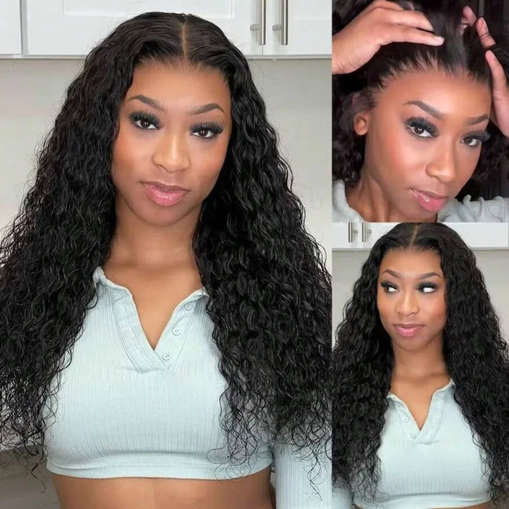 Deep wave human hair lace front wig