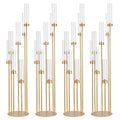 4Sets 7 Arms Floor Candelabra Wedding Centerpieces Gold 48" Tall Metal Candlestick Holders with Acrylic Removable Lampshade TAVEN System LLC