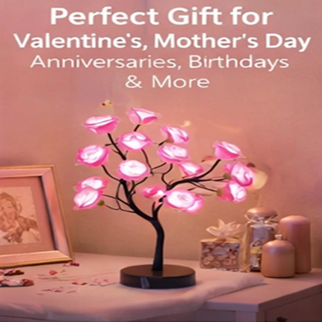 24 Colors Rose Tree Lamp, Color Changing Multicolor Rose Table Lamp with Remote, Pink Flower Lamp Girls Gift for Mother’s Day, Lighted Tabletop Tree for Christmas Valentine’s Day Wedding Decor TAVEN System LLC