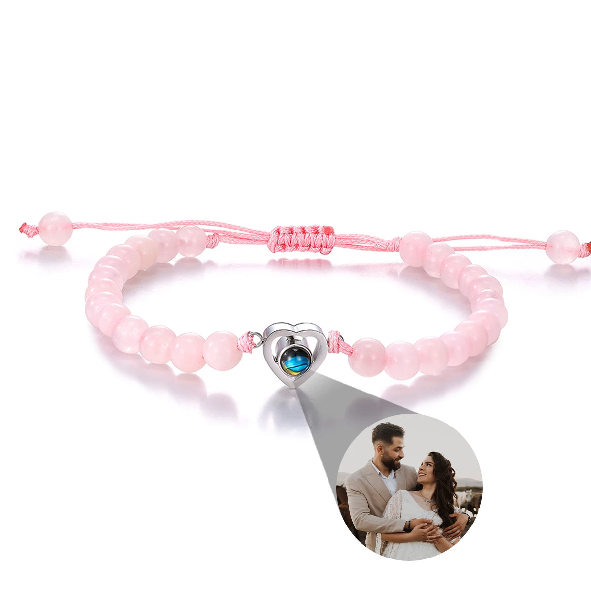 Custom Natural Stone Bracelet Personalized Photo Projection Bracelet Custom Stainless Steel Projection Bracelets Memory Jewelry TAVEN System LLC
