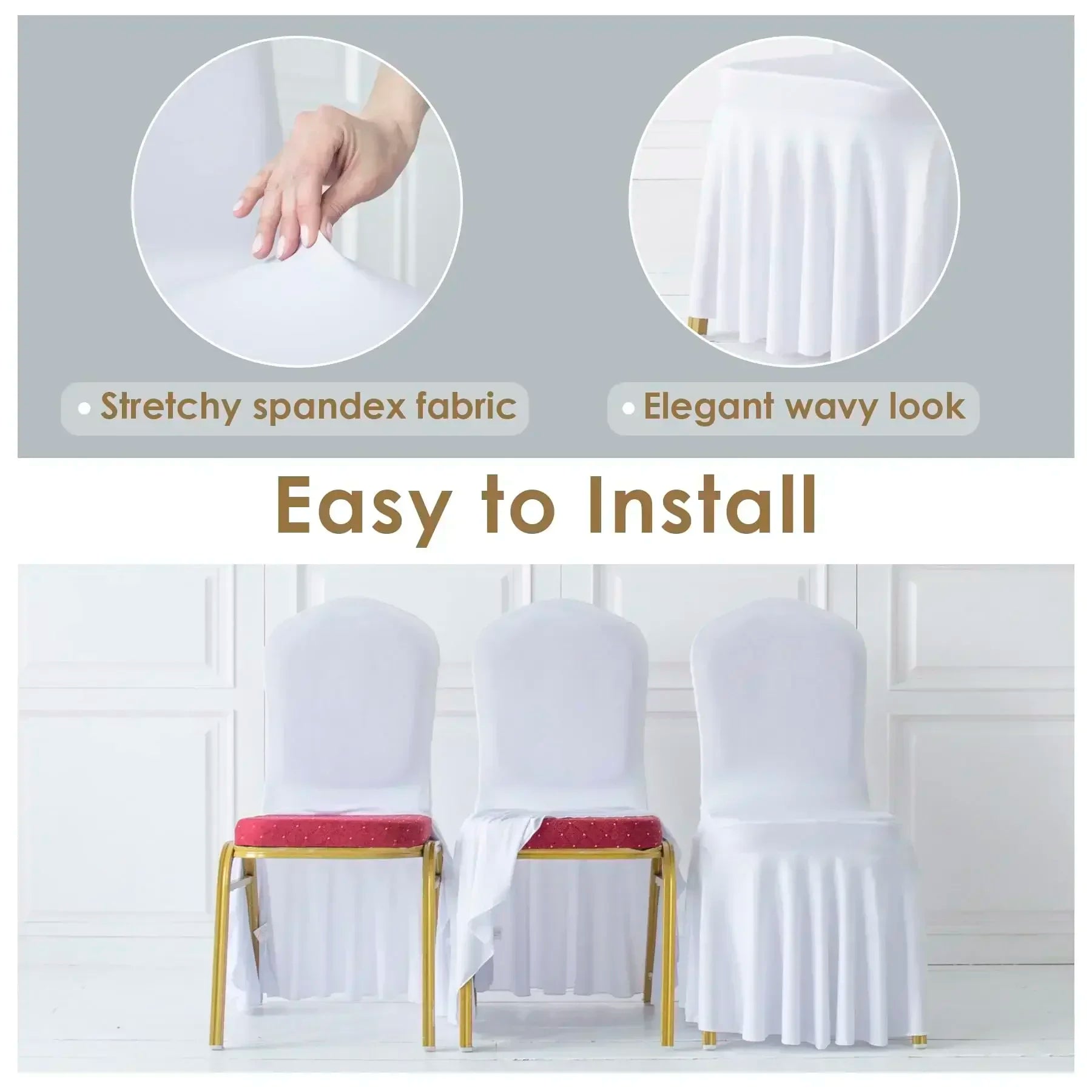 50/100pcs Pleated skirt Spandex Chair Cover Hotel Banquet Party Events Wedding Decoration Dining Room Seat Protector Covers TAVEN System LLC
