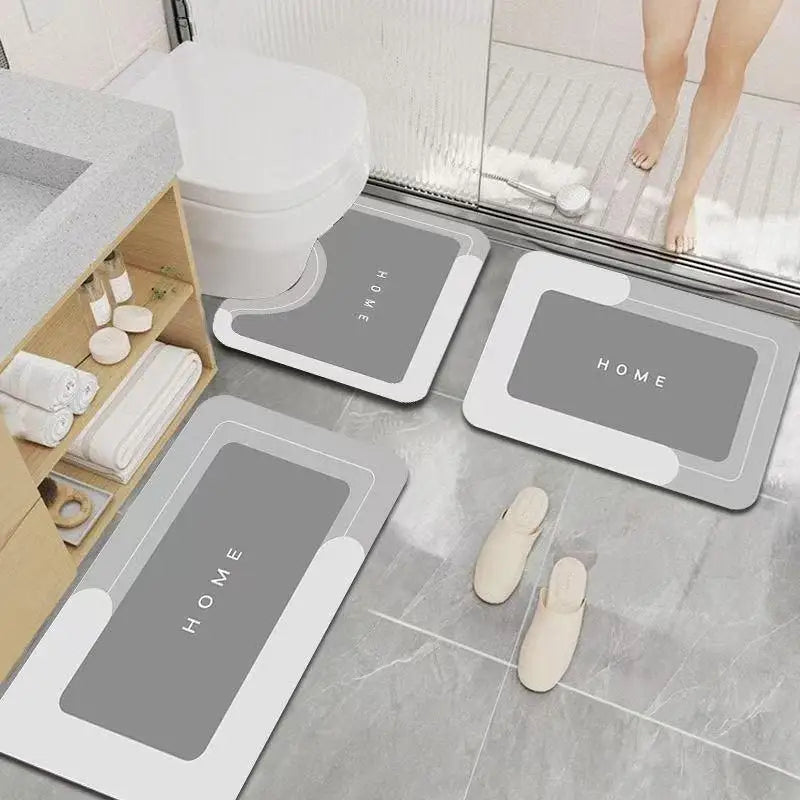 3Pcs Bathroom Rug Set Quick Drying Super Absorbent Bath Mats Anti-Slip Rubber Backing Floor Carpet U-Shaped Contour Toilet Rug Washable Pedestal Mat for Shower Tub Kitchen Washroom Accessories TAVEN System LLC