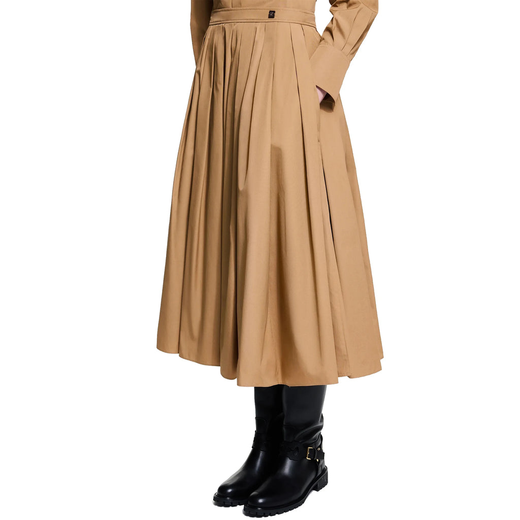 Women Embroidered Skirt Set Shirt A-Line Pleated Office Two Piece Suit