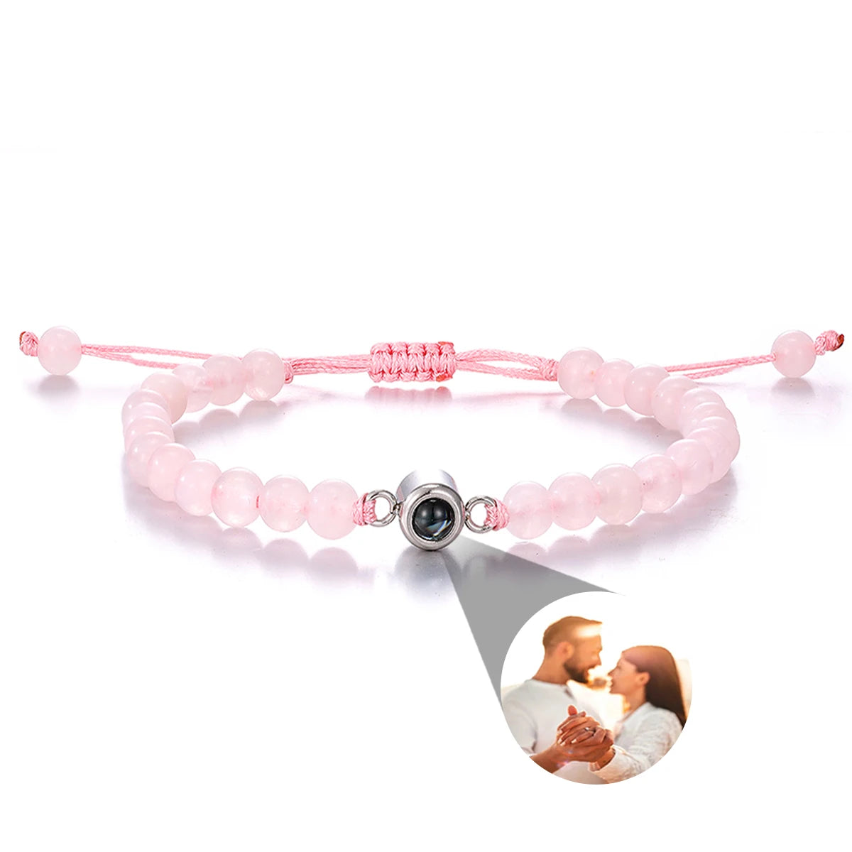 Custom Natural Stone Bracelet Personalized Photo Projection Bracelet Custom Stainless Steel Projection Bracelets Memory Jewelry TAVEN System LLC