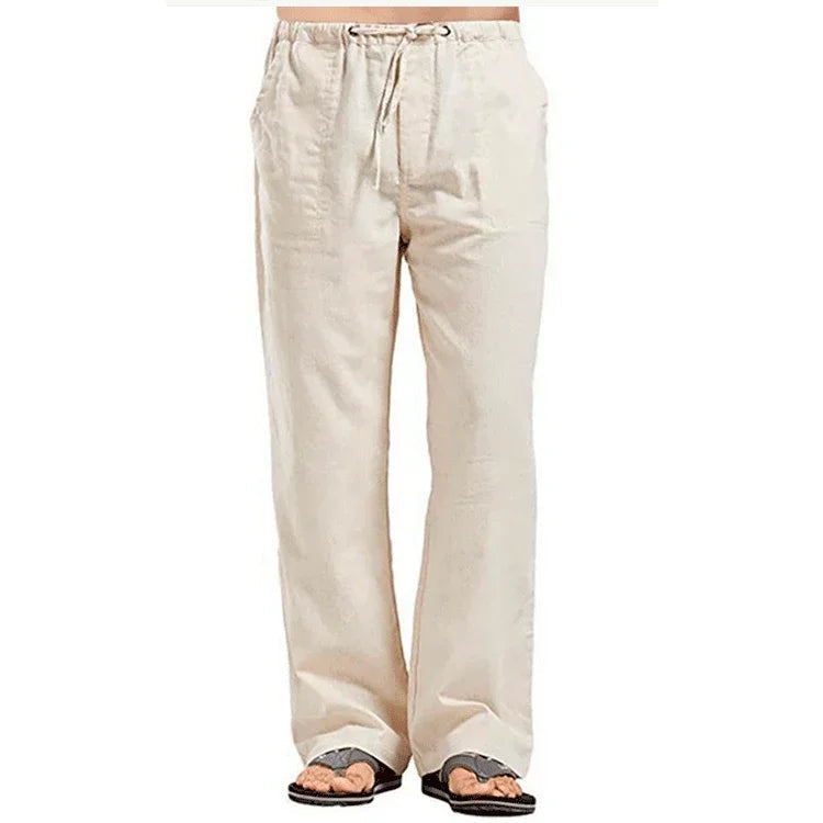 Men's Cotton Linen Pants Elastic Waist Casual Summer Trousers TAVEN System LLC