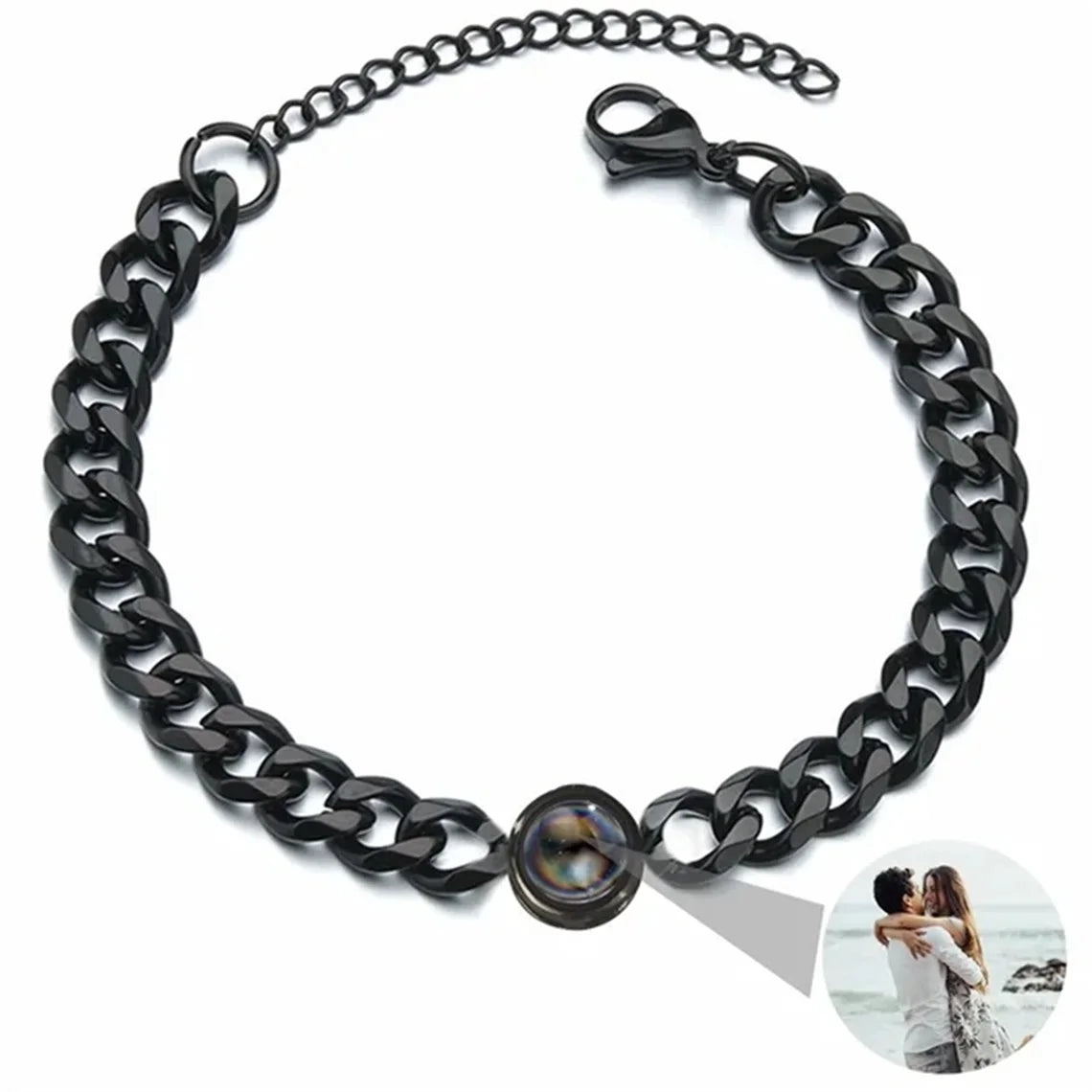 Custom Bracelet With Picture Inside Personalized Stainless Photo Projection Box Chain Bracelet Anniversary Memorial Jewelry Gift TAVEN System LLC