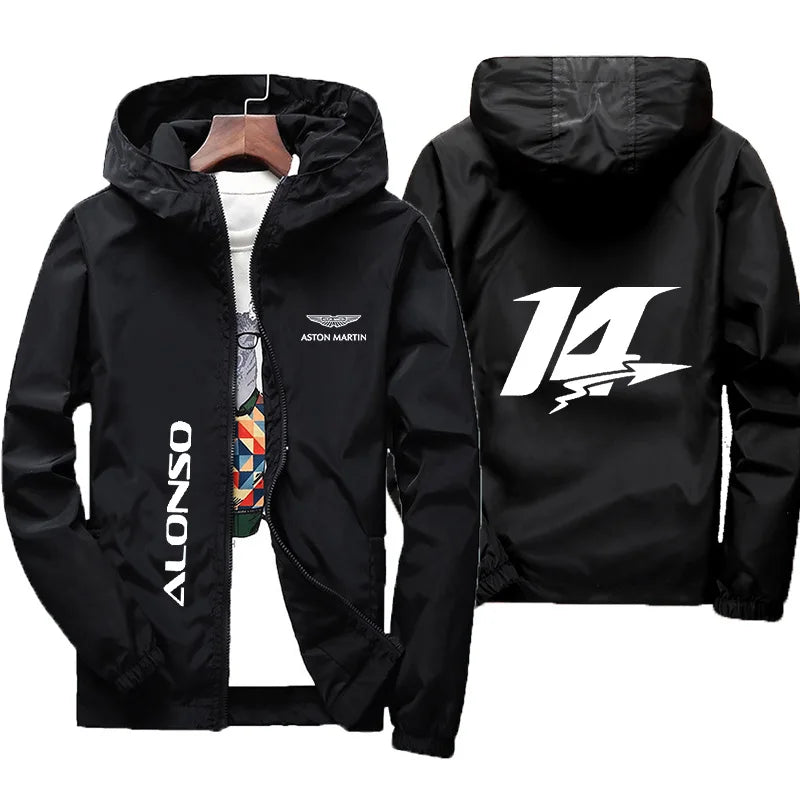 Aston Martin Racing Hooded Windbreaker Jacket Men Casual Zipper Coat