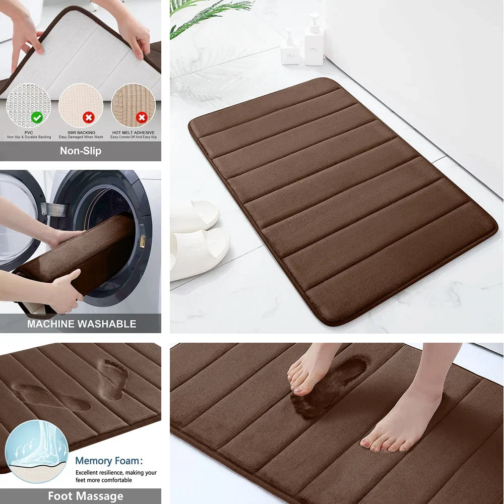 Super Absorbent Bath Mat Memory Foam Carpet Non-slip Bathroom Rug Bathtub Side Floor Rugs Shower Room Doormat Toilet Footpad TAVEN System LLC