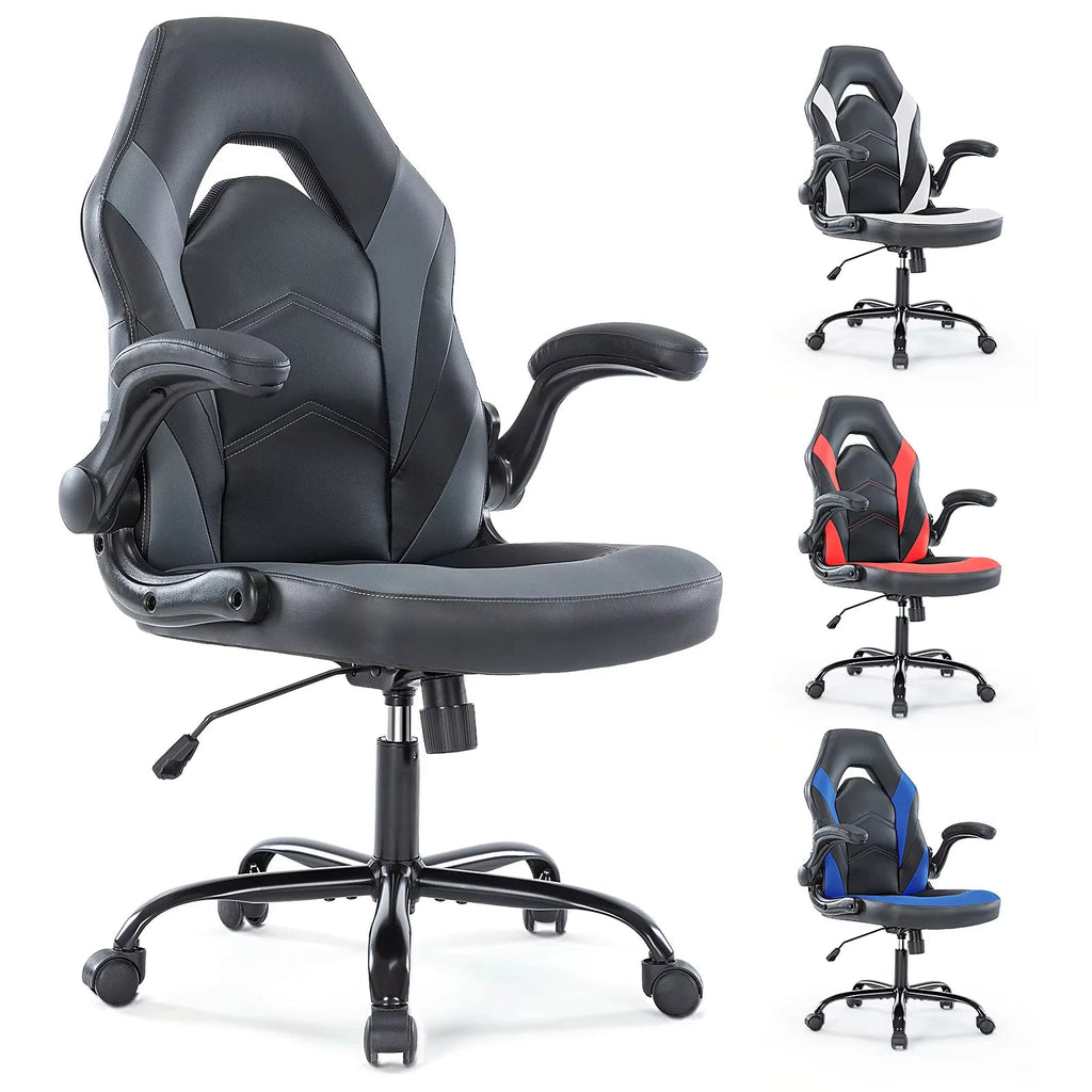 JHK Ergonomic PU Leather Gaming Office Chair with Flip-Up Arms TAVEN System LLC