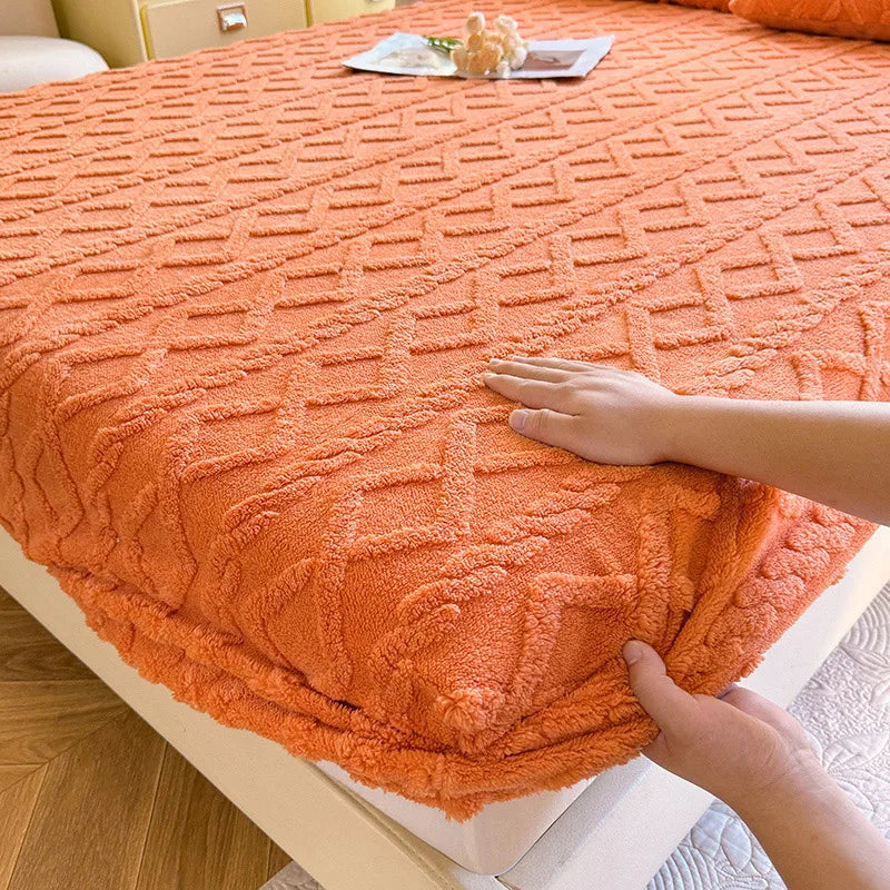 1pc Winter Warm Bed Sheet with Elastic Band Single/Queen/King Mattress Cover Thick Coral Fleece Fluffy Fitted Bed Sheets for Bed TAVEN System LLC