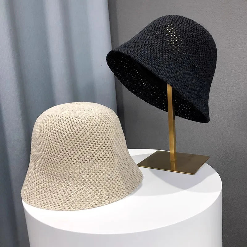 Women Summer Hollow Out Bucket Hat Breathable Beach Sun Cap
