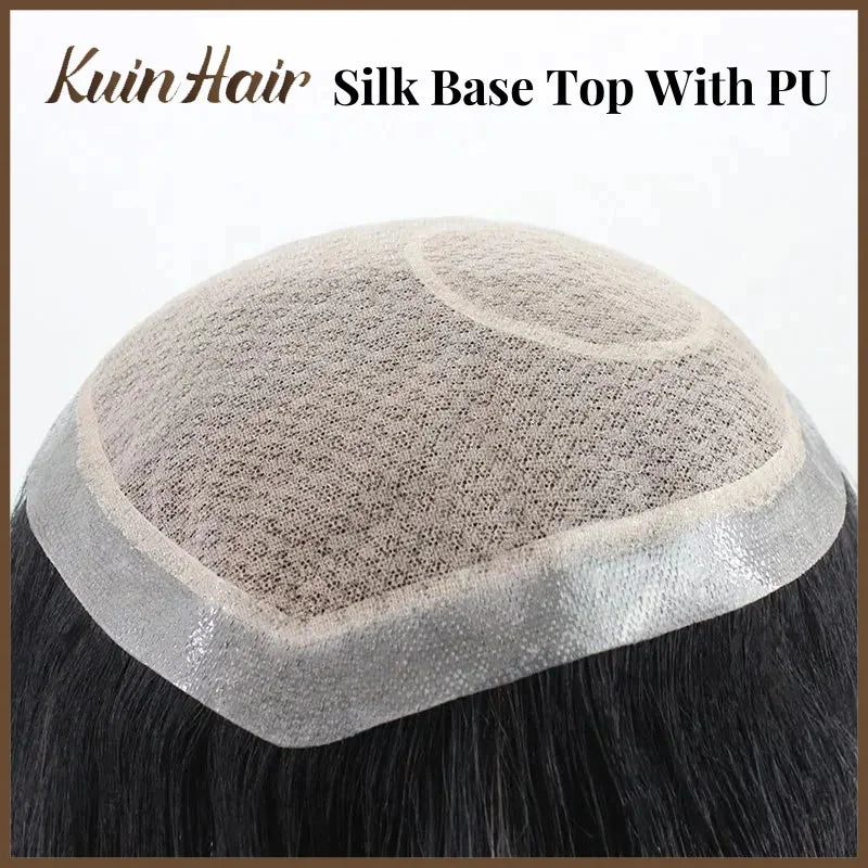 Toupee Color: 3#, Toupee Density: 90%, Length: 10 Inches - Silk Base Top With PU Men Toupee Male Breathable Men's Capillary Prosthesis 100% Real Natural Hair Replacement System Unit Wigs Taven