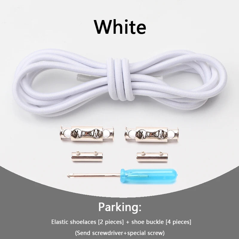 1 Pair No tie Shoelaces For Sneakers Elastic Shoelace Metal Spring Lock Man And Woman Shoe Accessories Lazy Shoe Laces 100cm TAVEN System LLC