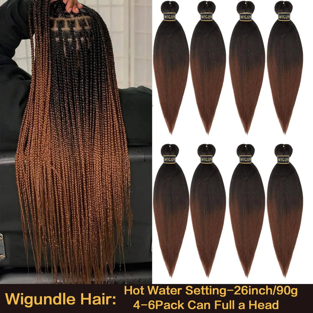 Color: P2/350, Stretched Length: 26inches, Bulk Buy: 1Pcs/Lot - Kanekalon 26inch Hot Water Set Pre Stretched Jumbo Braiding Hair Box Twist Braids Synthetic Hair Extensions For Women Soft Yaki Taven