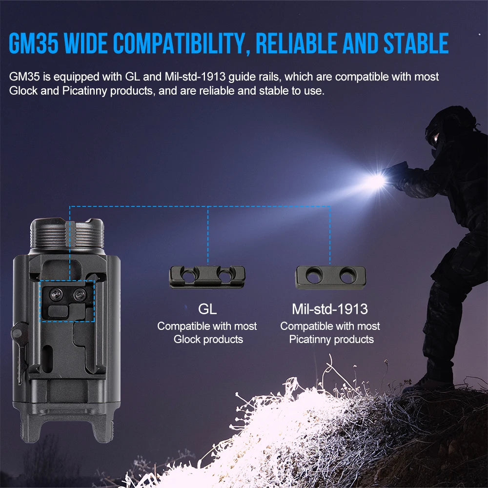 Trustfire GM35 Tactical Flashlight 1350 Lumen type c usb rechargeable light self defense weapons Torch Light for Gl0ck Picatinny TAVEN System LLC