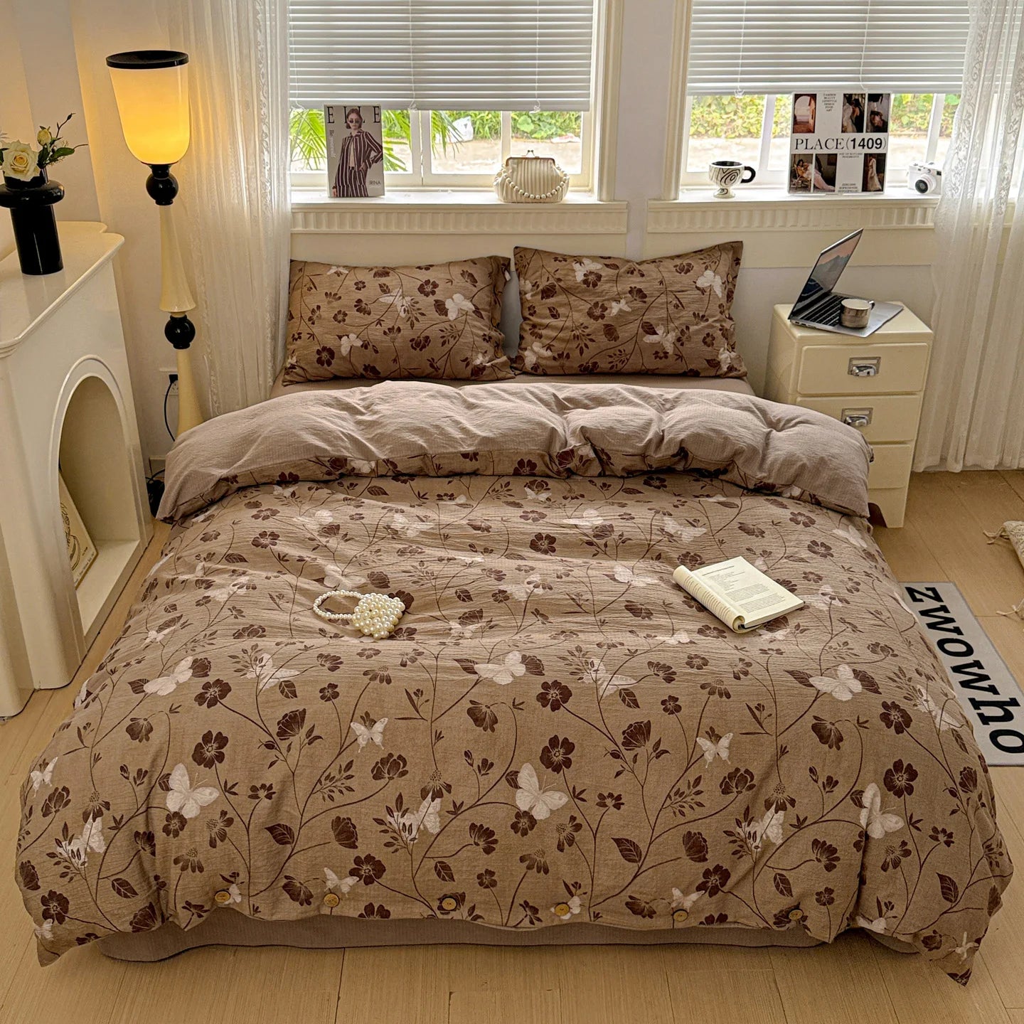 3pcs Vintage Floral Duvet Cover Set with 2 Pillowcases Soft Queen Size Bedding Set With Buttons For Girls Bedroom Decor TAVEN System LLC
