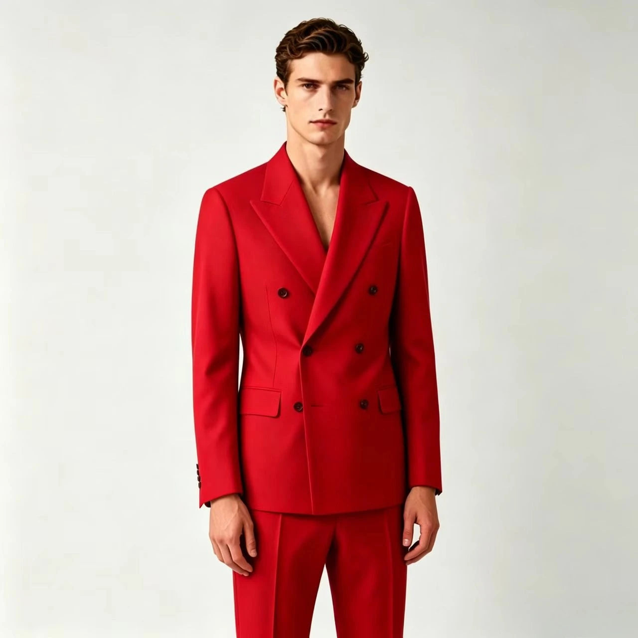 Men Double Breasted Wedding Suit Slim Fit 2 Piece Formal Blazer Set TAVEN System LLC