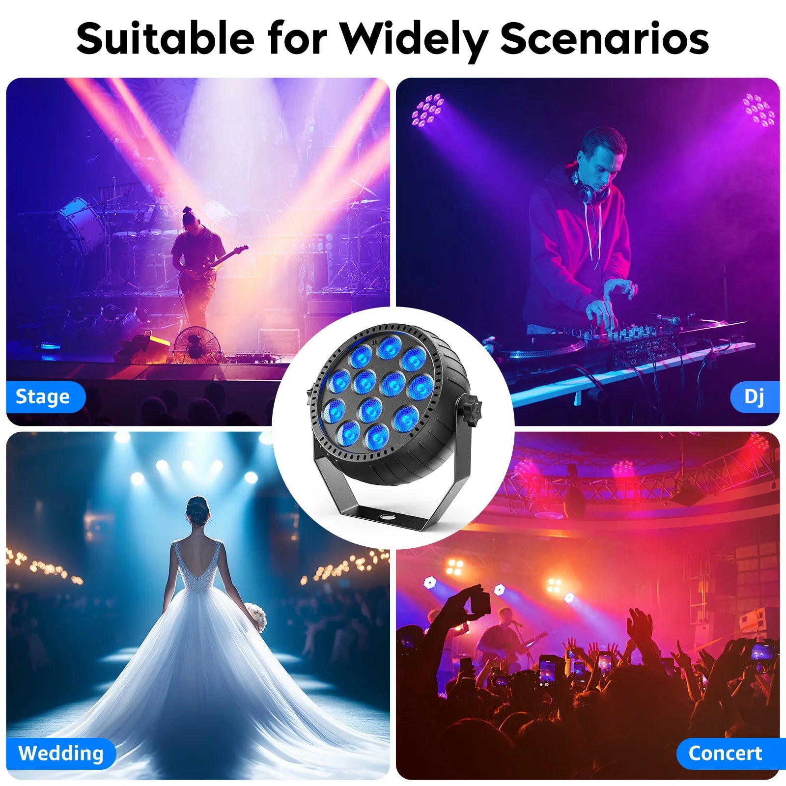 Somspot 1/2/4PCS LED Par Light RGB DJ Disco Party Lights Stage Effect Lighting Projector for Concert Church Wedding Theater TAVEN System LLC
