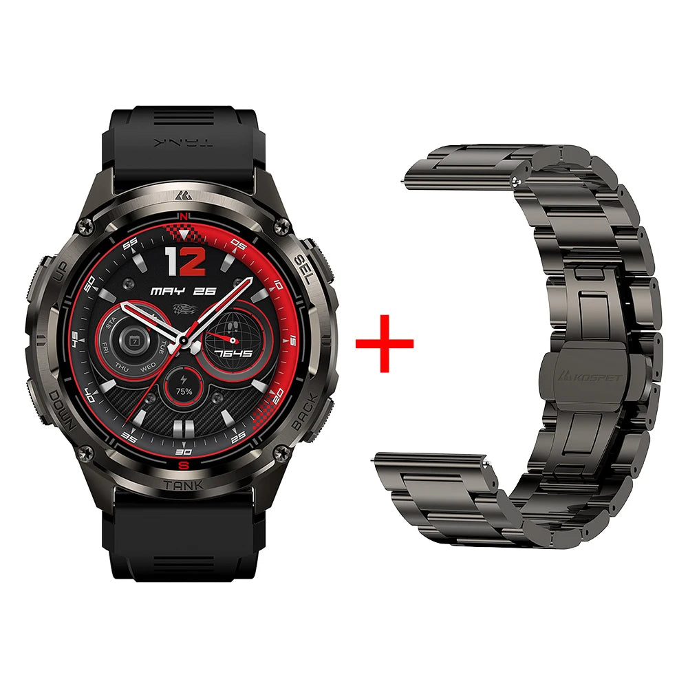 KOSPET TANK T3 Ultra 2 GPS Smart Watches Men Compass Altimeter Barometric 5ATM IP69K Waterproof AMOLED Bluetooth Call Mens Watch TAVEN System LLC