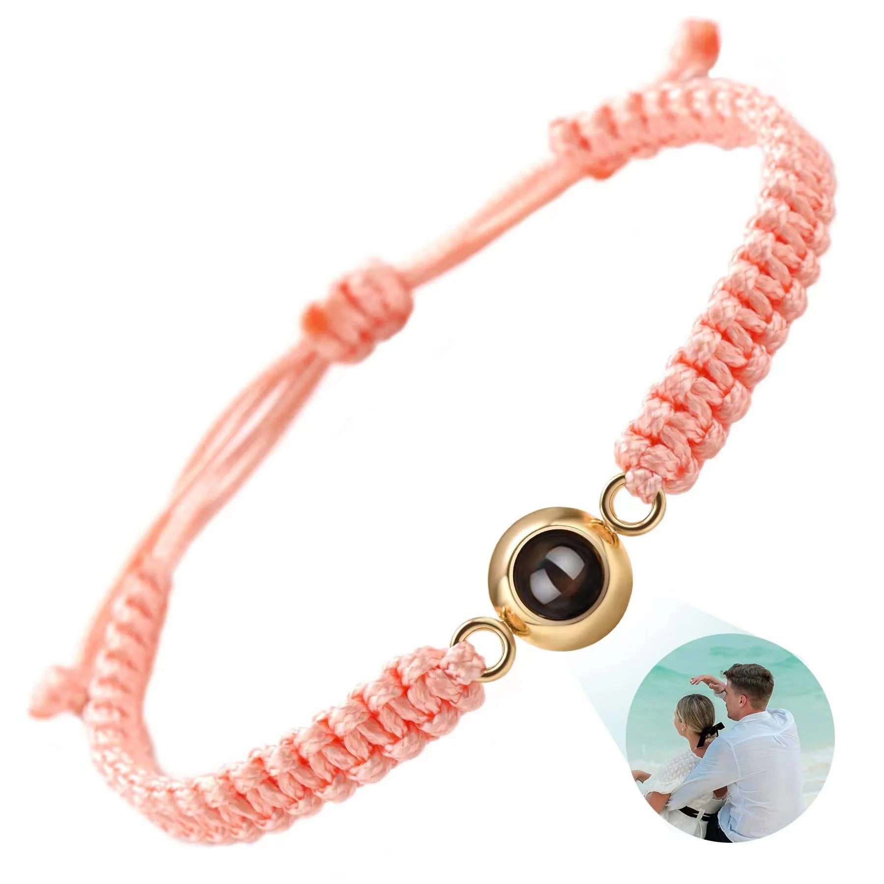 Custom Photo Projection Bracelet Adjustable Woven Titanium Steel Pendant DIY Picture Bracelet Jewelry Valentine's Day Gift TAVEN System LLC