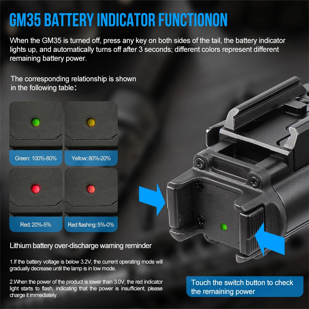 Trustfire GM35 Tactical Flashlight 1350 Lumen type c usb rechargeable light self defense weapons Torch Light for Gl0ck Picatinny TAVEN System LLC