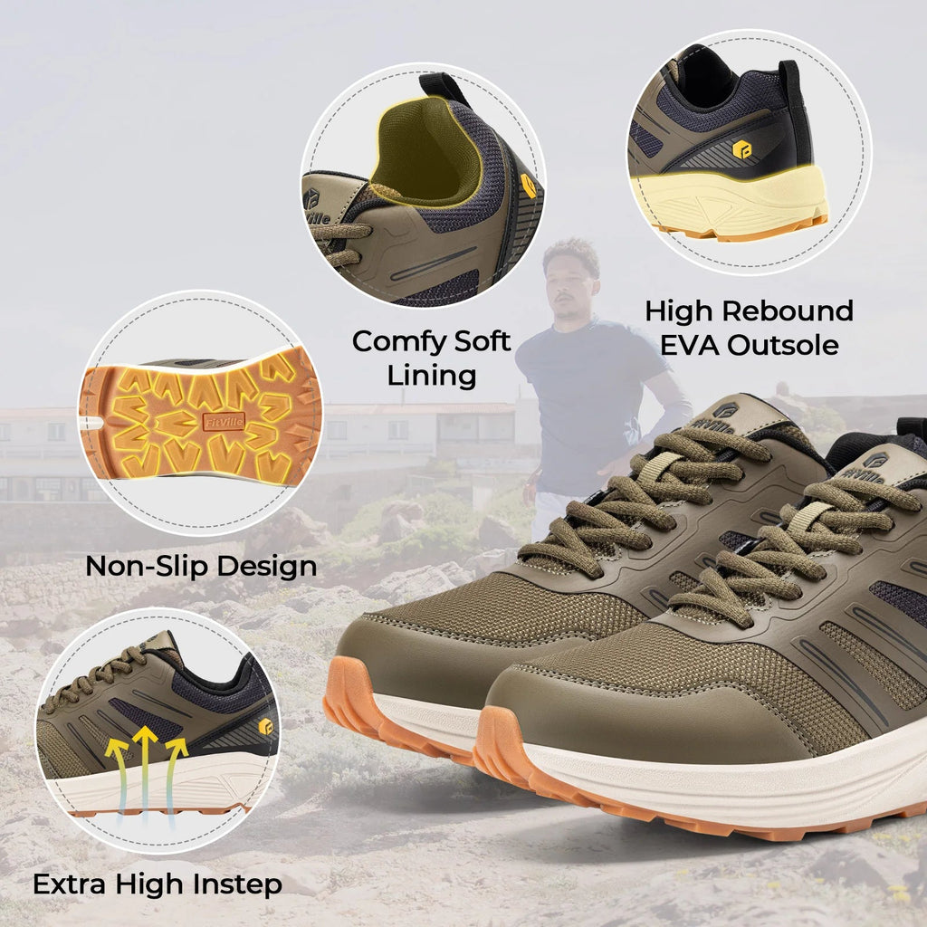 FitVille men's wide toe trail running shoes for heel pain relief