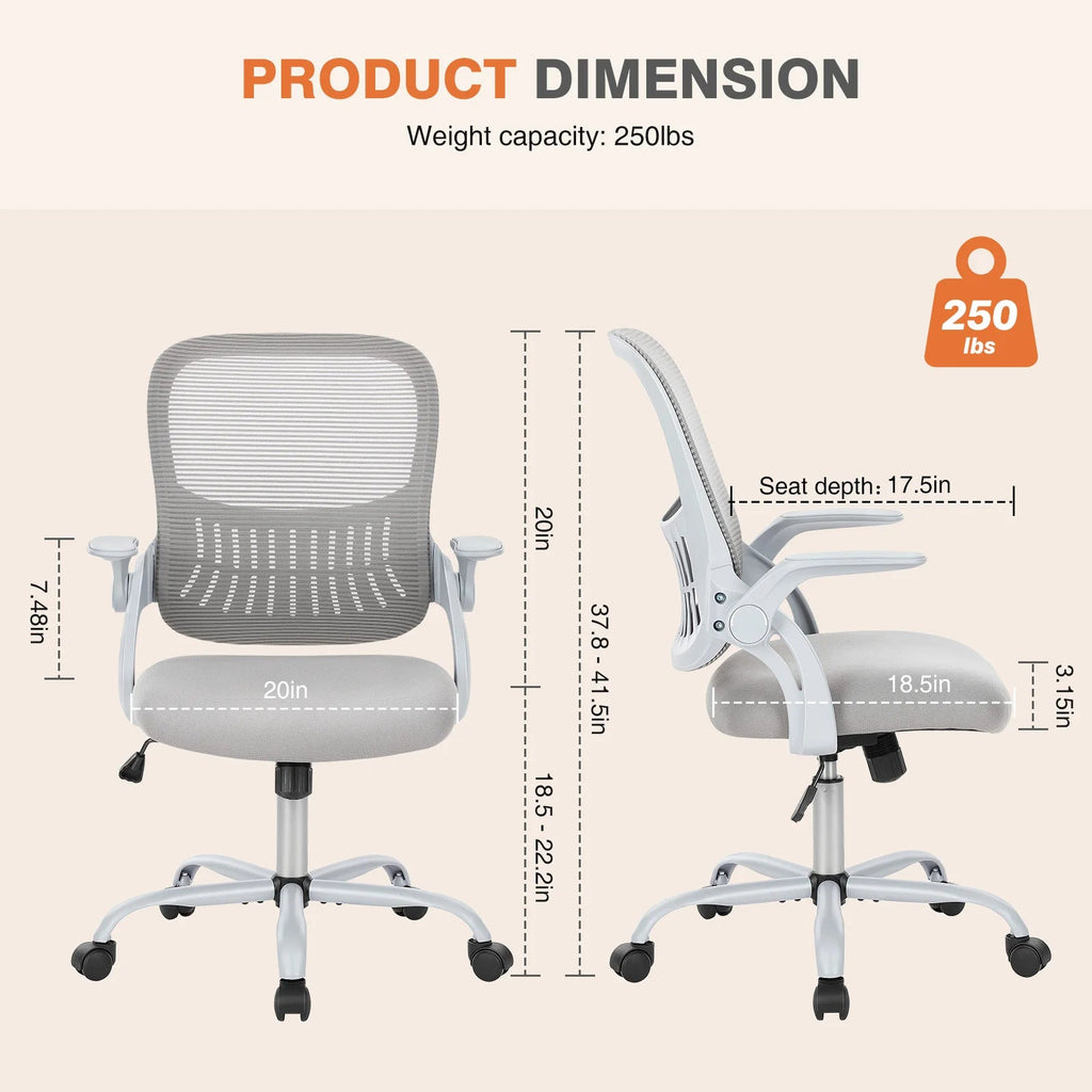 JHK Ergonomic Mesh Office Chair with Flip-Up Arms and Wheels TAVEN System LLC