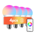 4pcs, RGBCW Smart Light Bulbs, Color Changing Dimmable Bulbs with Music Sync & App Control, Smart Home Lights for Bedroom. TAVEN System LLC