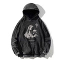 Men Vintage Psalm 91:11 Cotton Hoodie Washed Hip Hop Sweatshirt