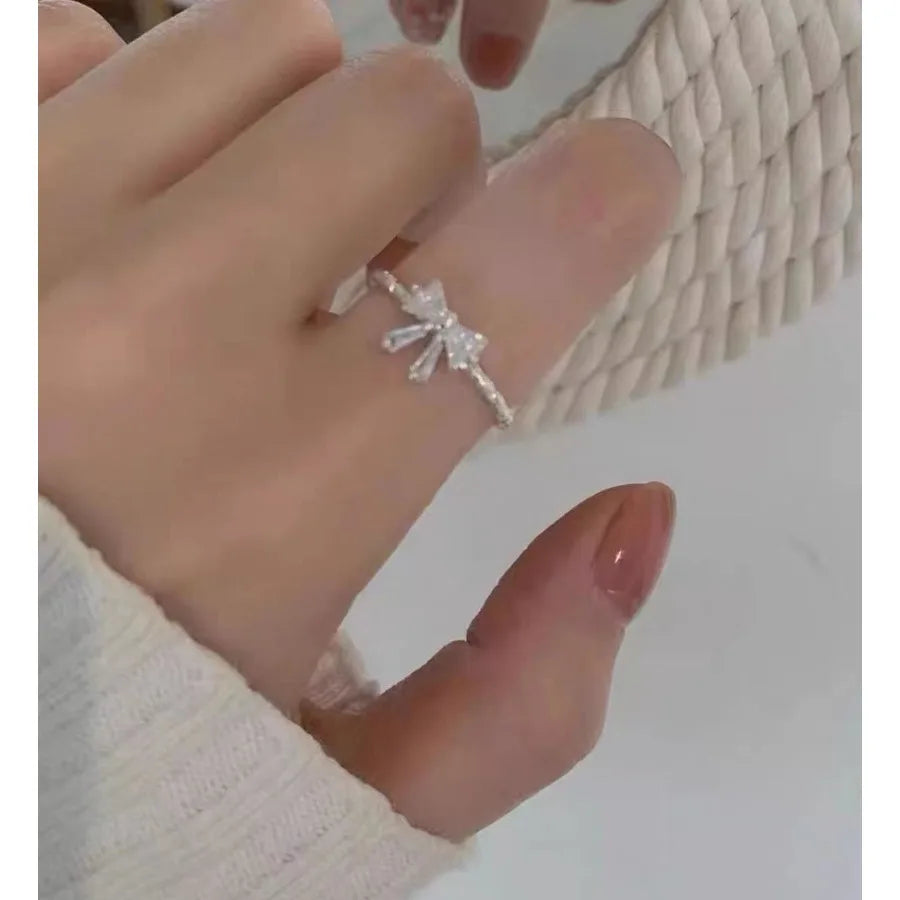 Kpop Retro Gothic Silver Color Heart Metal Ring For Women Girls Vintage Y2k Crystal Open Rings Punk Geometry Rings Party Jewelry TAVEN System LLC