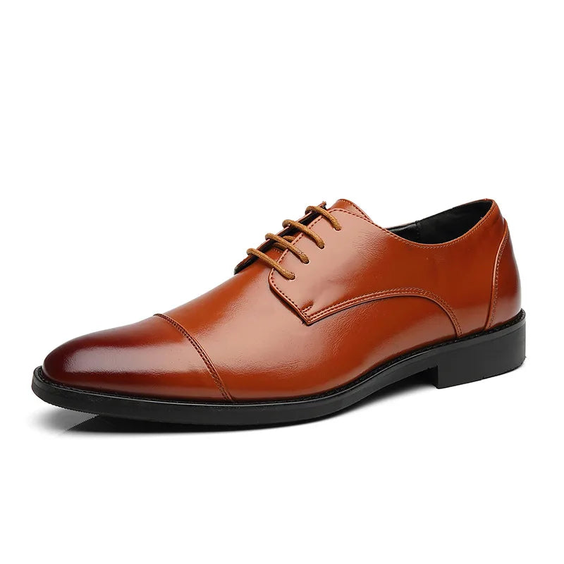 Classic Man Retro Derby Leather Shoes Lace Up Mens Business Dress Office Shoe Fashion Wedding Party Suit Oxfords British Style TAVEN System LLC