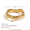 E.B.belle Beat Pattern Wave Plain Ring Waterproof Tarnish Free 18K Gold Plated Women's Rings 316L Stainless Steel Accessories TAVEN System LLC