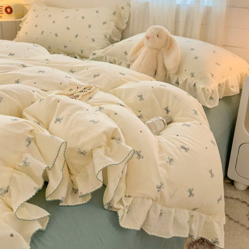Bonenjoy Lace Duvet Cover Printed Home Quilts Cover Ruffles Comforter Covers Adults Kids Room Bedding (Pillowcase Need Order) TAVEN System LLC