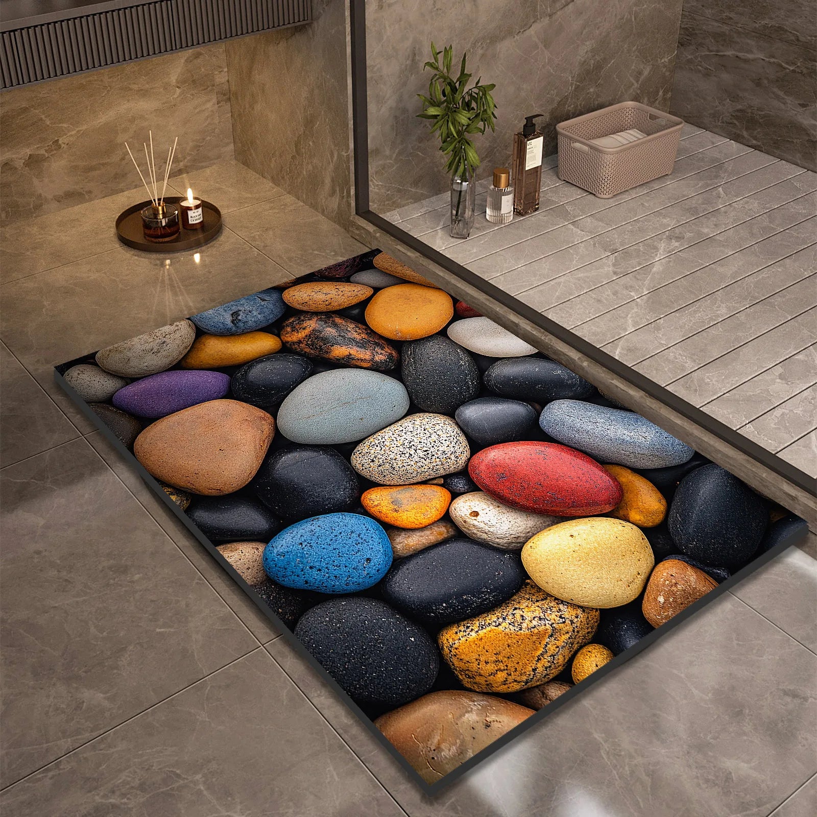 Stone Design Diatomite Bath Mat Bathroom Non-slip Shower Foot Mats Absorbent Quick Dry Toilet Rugs Carpet Doormat Washable TAVEN System LLC