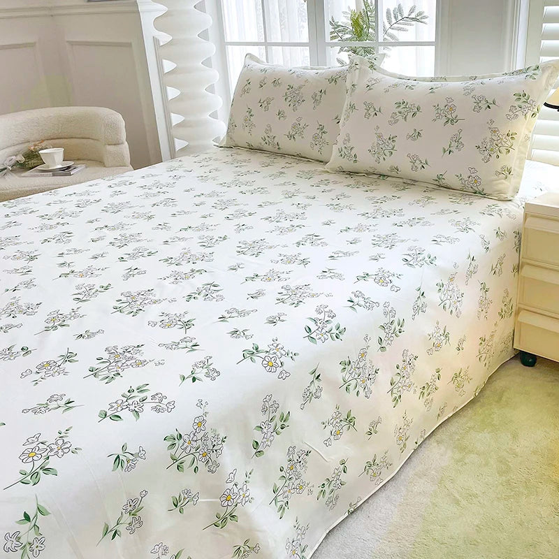 1pc Bed Sheet Flower Printed Top Sheets Single/Queen/King Bedsheet for Double Beds Floral Flat Bed Sheet(without pillowcase) TAVEN System LLC