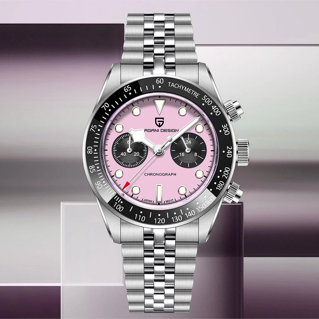 PAGANI DESIGN Men Watches New Pink BB Panda Dial Chronograph Fashion Luxury Quartz Watch For Men VK64 Movt Waterproof Watch 2026 - TAVEN System LLC