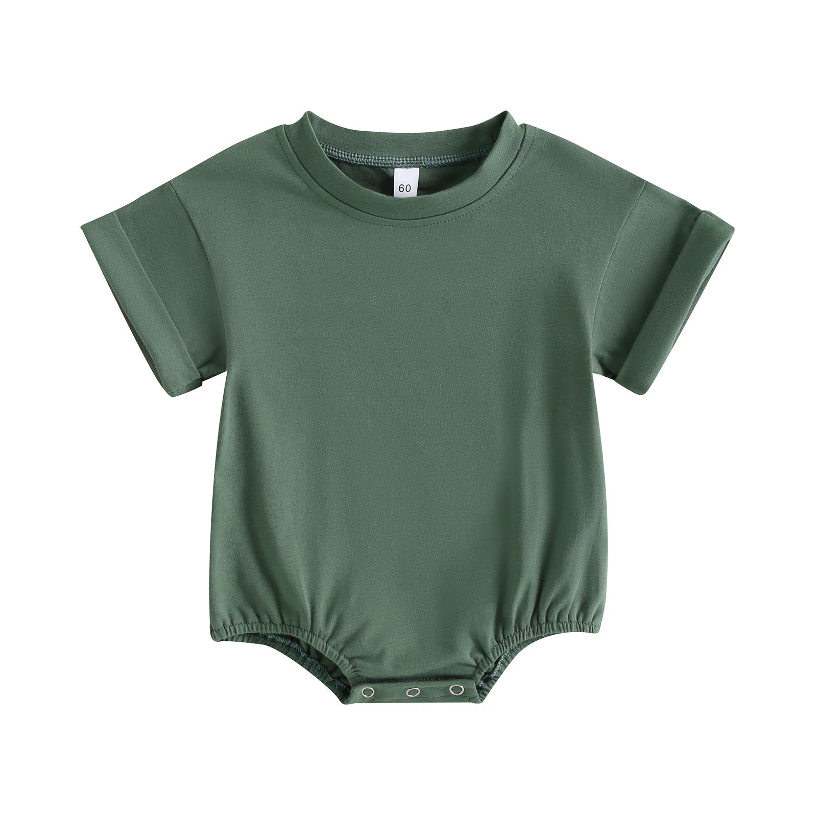 Baby Solid Color Short Sleeve Cotton Blend Romper Outfit