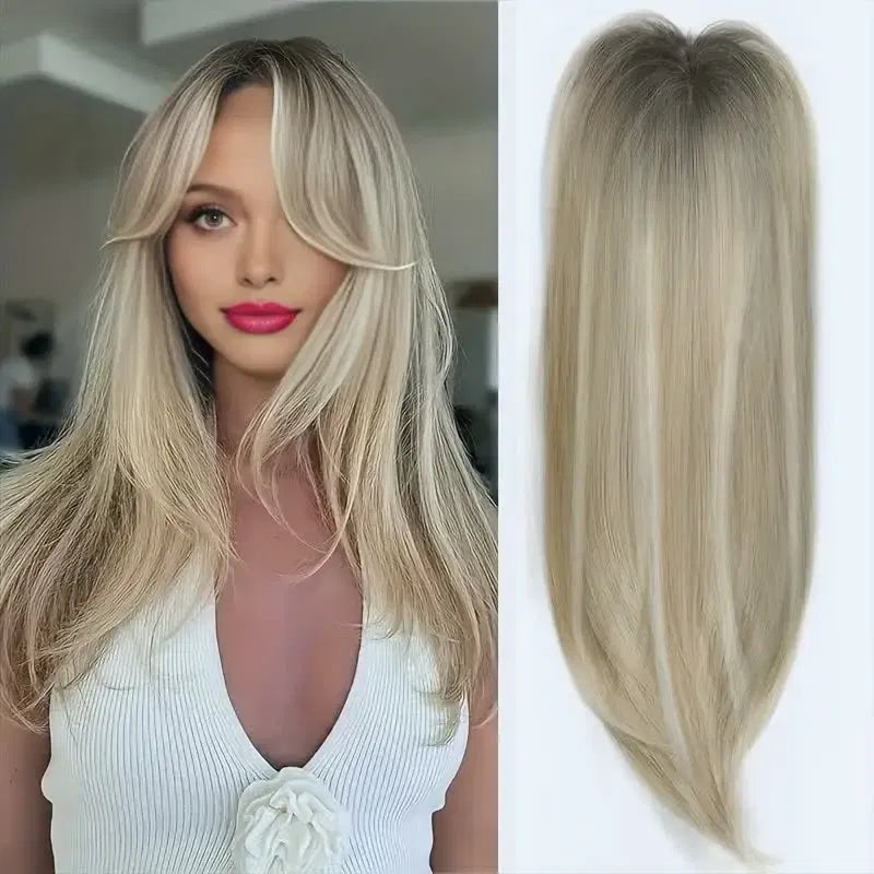 Color: #1, Stretched Length: 22inches - 22 inch top wig block hairpiece wig piece with clip ladies wig heat resistant fiber suitable for beginners daily wear Taven